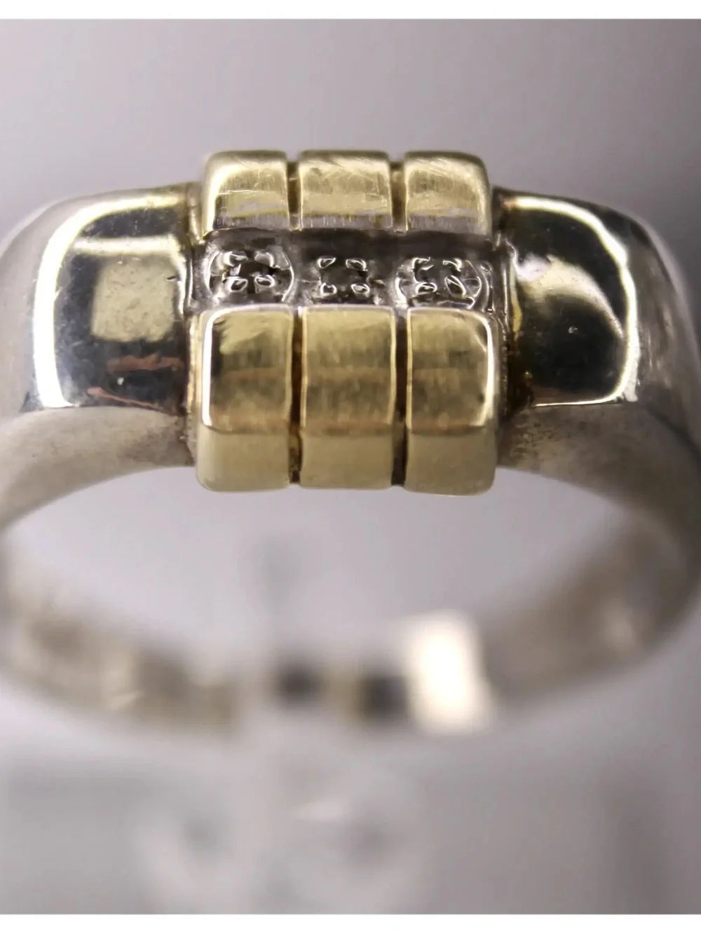 Two-Tone Sterling Silver and 10k Gold Diamond Ring